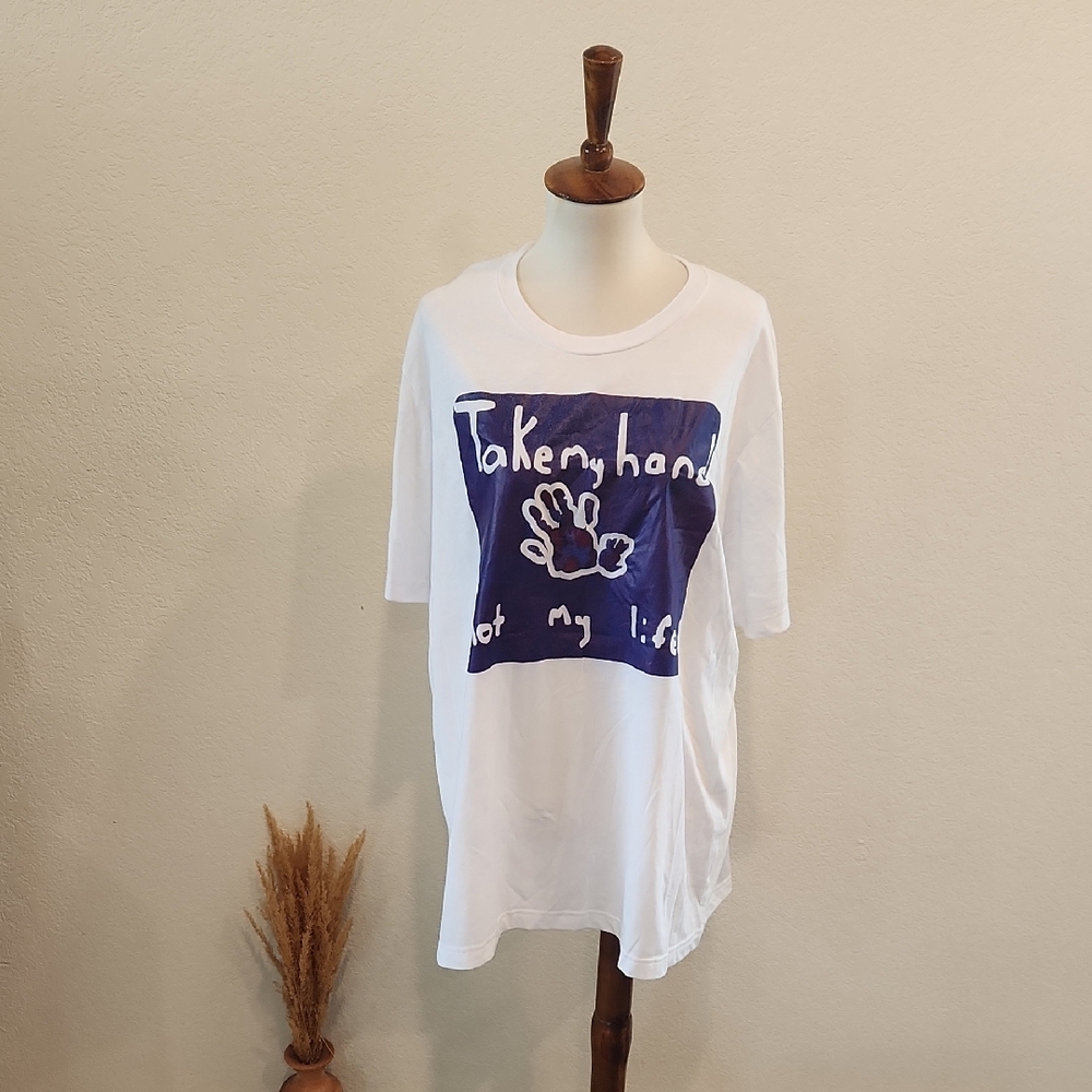Jeremiah 1:5 White Graphic T-Shirt with Blue Print